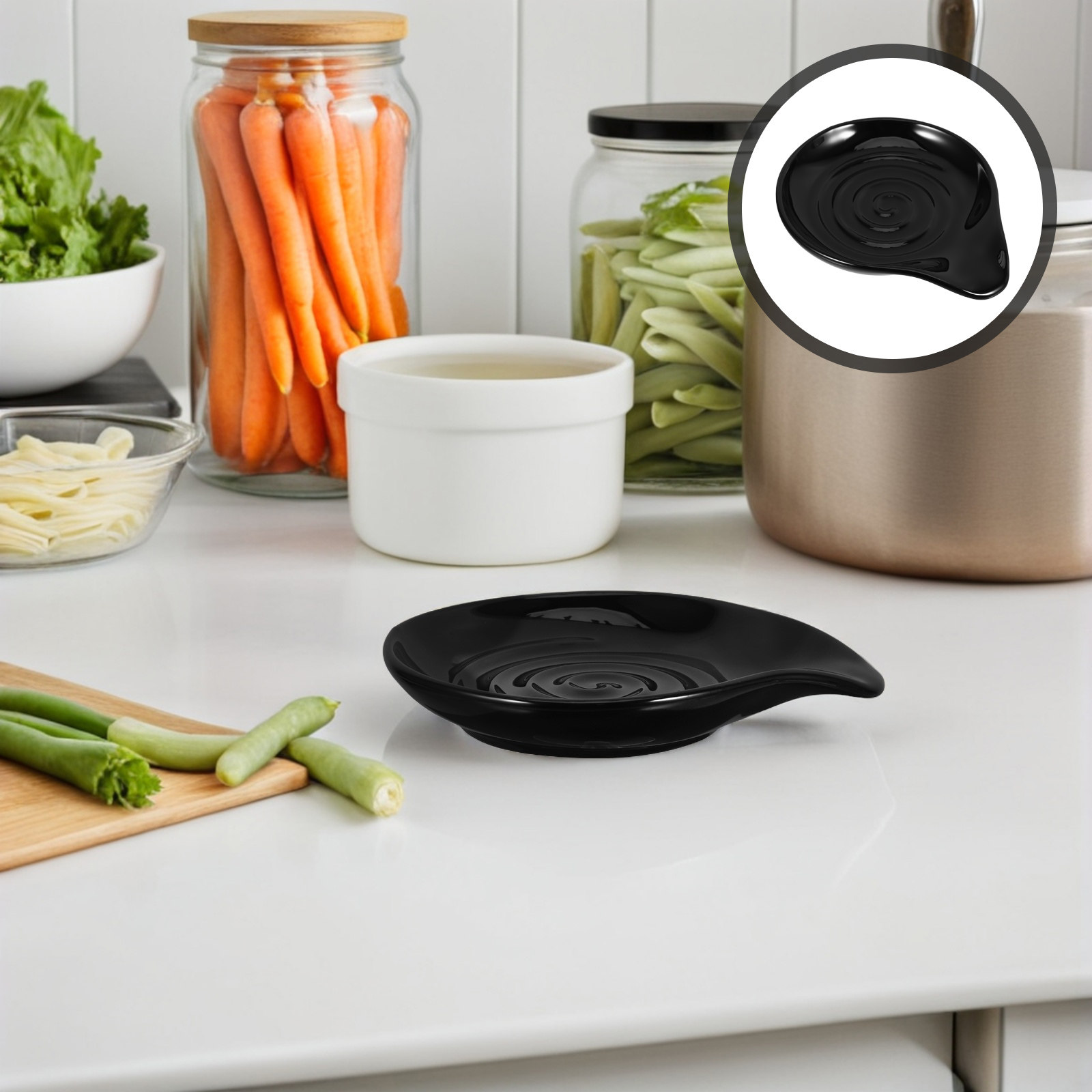 Kitchen Gadgets Gold - Poggiacucchiaio in ceramica, supporto multifunzionale per
