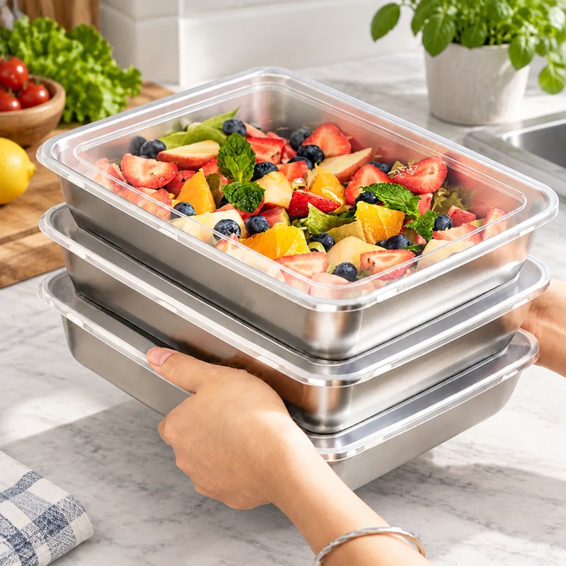 Kitchen Gadgets Organizer - Set di 3 contenitori in acciaio